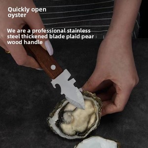 Cuchillo de ostra multifuncional de acero inoxidable al por mayor con mango de madera para barbacoa al aire libre herramienta de cocina - Product Image 2