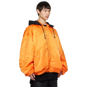 OEM Custom Hot Selling Insulated Nylon Twill <strong>Hooded</strong> Reversible Bomber <strong>Padded</strong> <strong>Jacket</strong> for Men - Product Image 3