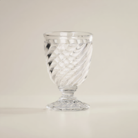 Verre à vin de luxe en cristal transparent, style chinois, nouveau, avec motif torsadé personnalisé, pied court, 180-320 ml, logo personnalisé, fabrication sur mesure