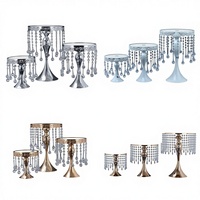 Ensemble de supports à gâteaux de luxe pour mariage en gros, présentoir à gâteaux et à en-cas pour buffet, support à gâteaux en cristal, métal doré, miroir