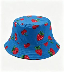 Chapeau Bob Imprimé Fraise Cerise pour Femme – Casquette de Pêcheur Estivale Anti-UV à Motif Fruité - Product Image 4