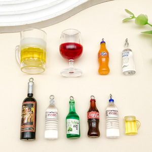 Abalorios en Miniatura de Alcohol y Bebidas |   Colgantes de Resina con Forma de Botella de Vino, Cerveza, Refresco y Vaso de Agua, Lindos Dijes de Bebidas para Hacer Joyería DIY - Product Image 2