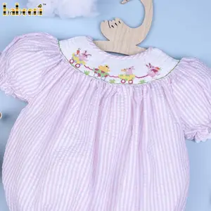 Easter bunny smocked bubble romper for baby girl - BB1358