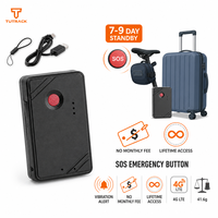 Rastreador GPS Inalámbrico Portátil con Batería de 7-9 Días, Botón de Emergencia SOS, Sin Cuota Mensual, Acceso de por Vida, para Bicicleta, Maleta