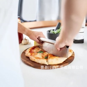 Planche à découper pour pizza en bois d'acacia, diviseur de pizza en bois massif, plateau rond pour découper la pizza en parts égales - Product Image 3
