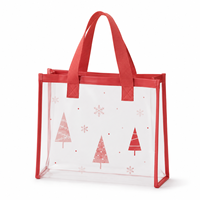 Sacs fourre-tout de shopping en PVC transparent, personnalisables, imprimés, imperméables, pour cadeaux de Noël, avec poignée durable