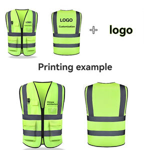 Mingtu 사용자 정의 텍스트 반사 조끼 복숭아 모양 메쉬 멀티 포켓 조끼 교통 반사 안전 의류 - Product Image 4