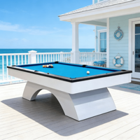 Mesa de Billar de Lujo con Base Curva de 9 pies y 9 Bolas, Superficie de Juego de Pizarra de 290*160cm, Mesa de Billar con Bolsillos de Goma para Sala de Juegos de Villa