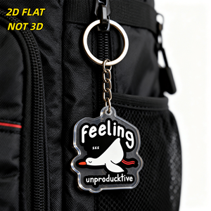 Portachiavi in acrilico a forma di anatra che si sente insonnata, divertente oca addormentata con design ZZZ e <span class=keywords><strong>gioco</strong></span> di <span class=keywords><strong>parole</strong></span>, ciondolo trasparente bifacciale - Product Image 4