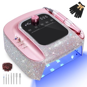 Lampe UV à strass roses et kit de perceuse à ongles, séchoir LED sans fil rechargeable avec écran LCD pour la maison et le salon - Product Image 1