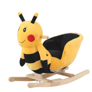 Mecedora de abeja amarilla para niños pequeños al por mayor, mecedora de madera para montar, juguetes, regalo de Navidad