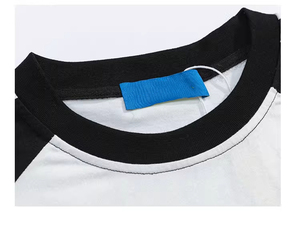 רטרו סגנון קולג 'סגנון ניגודיות צבע תפר קצר שרוולים חולצת טריקו גברים ונשים - Product Image 3