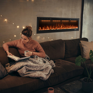 Chimeneas Eléctricas de Alta Calidad Luxstar, <span class=keywords><strong>Chimenea</strong></span> Moderna de Lujo Integrada de 40 Pulgadas con Llama Real y Termostato Ajustable - Product Image 2