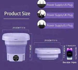 Mini Lave-linge Pliable 12L 8L 6L avec Essoreuse pour Sous-vêtements, Vêtements d'Enfants, Bébés, Animaux et Chaussettes - Product Image 4