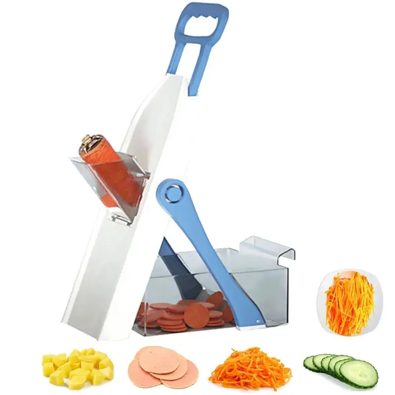 Vegetarian Restaurant Kitchen 4 Blade Hand Press Vegetable Mandoline Slicer Vertical Wire Cutter Quick Food Chopper