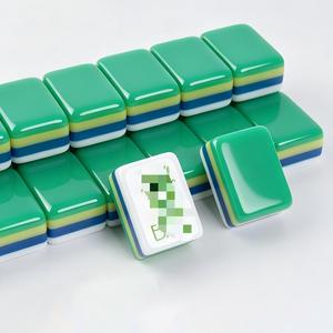 Tuiles de jeu de Mahjong en acrylique de luxe HIMORE, populaires et très vendues, anti-décoloration, gravées au laser, couleur vert herbe - Product Image 3