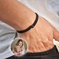 Pulsera de Proyección de Fotos Personalizada, Chapada en Oro, de Acero Inoxidable, con Cuerda Tejida a Mano para Hombre, con Foto Personalizada