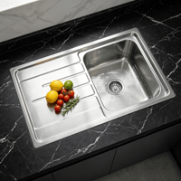 201 Équipement de cuisine moderne Évier commercial en acier inoxydable à cuve unique de type ferme avec plateau 10046