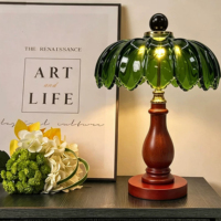 Lampe de table en verre en forme de feuille, style vintage français, pour l'éclairage d'ambiance des restaurants et bars