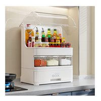 Nouvelle mode moderne multi-fonctionnelle cuisine boîte de rangement en plastique assaisonnement boîte étagère couche avec couvercle assaisonnement bouteille Carton