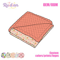 Ruidian – Vente en gros de boîtes mystères : Couverture bébé réversible à imprimé aléatoire, douce en Minky à pois pour nouveau-né et nourrisson