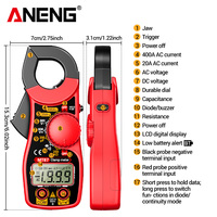 Multimeter Profesional Clamp Meter Digital Tegangan 1.45 Inci Jaringan Besar Arus Ncv Ohm Alat Detektor Tinggi Aneng Mt87
