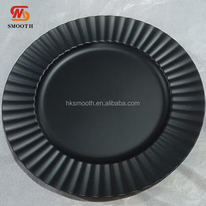SMOOTH Factory Wholesale Ruffle Edge 13 Inch Round Plastic PP <b>Black</b> Charger <b>Plates</b> for Wedding Events Table Dishes - Product Image 3