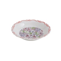 Service de table en céramique haut de gamme, motif végétal rétro, gaufré, compatible micro-ondes, avec bol, assiette, tasse et cuillère