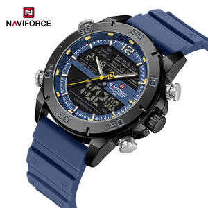 NAVIFORCE 9253 Fashion Double Display Quartz Watch Brown Lather Men Watch Wristwatches Luminous Calendar Week <b>Clock</b> Waterproof - Product Image 2