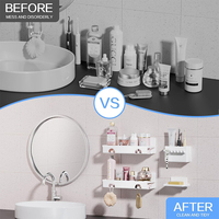 Paquete de 4 estantes de acero para montar en la pared, soporte para jabón, accesorios de baño, kit de estantes de esquina para ducha