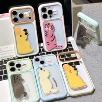 Coque de téléphone antichoc bicolore avec grande fenêtre pour iPhone 18 Pro Max, bordure contrastée et support 3D petit animal