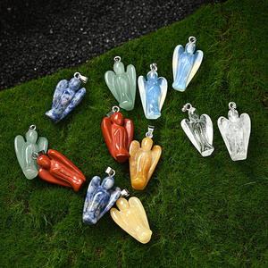 Оптовая продажа 1 дюйм натуральный смешанный драгоценный камень кристалл унисекс камень рождения Ангел богиня резьба ожерелье кулон для подарка - Product Image 3