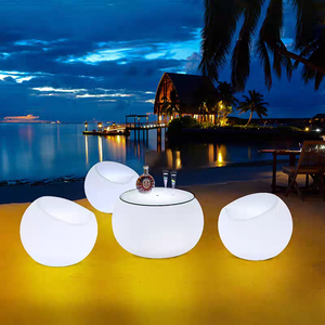 Mesa de Té Luminosa Moderna y Ecológica para Exteriores, Resistente al Agua y a los Rayos UV, Combinación de Mesa y Sillas Pequeñas para Balcón, Hotel - Product Image 3