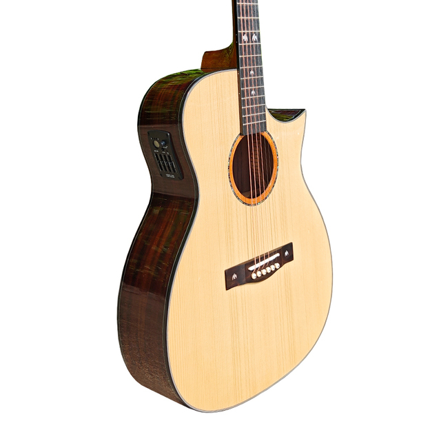 Boult Brand Factory Price Professional Handmade Custom Steel String Solid Spruce Top Electric Acoustic Guitar with Pickup