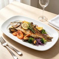 Assiette rectangulaire en porcelaine écologique, durable, résistante au lave-vaisselle, coins arrondis, plat de service en céramique pour hôtel et restaurant