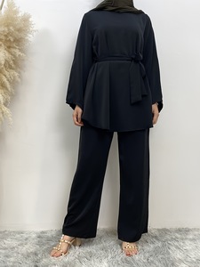 Ensemble Abaya Nida de style turc de Dubaï, grande taille, robe islamique pour femmes musulmanes, coupe ajustée, respirant, Ramadan, Eid, ensemble 2 pièces - Product Image 6