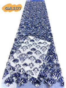 Nouveau <span class=keywords><strong>2023</strong></span> métallique dentelle tissu rouge dentelle français dentelle mariée cristal paillettes lourd blanc broderie perles paillettes pour mariage - Product Image 5
