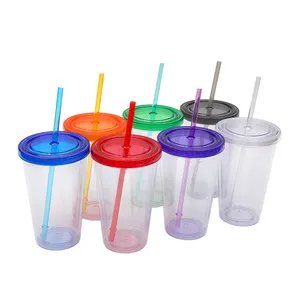 Vendita calda tazze da caffè in plastica riciclabile riutilizzabili da 16 once/24 once Togo bere grandi tazze da caffè fredde da viaggio in plastica da 16 once