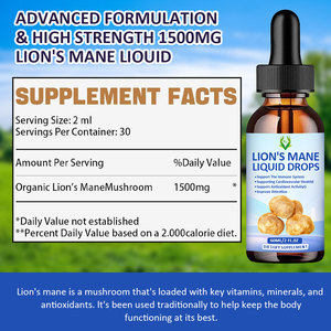 OEM ODM Gouttes liquides organiques de champignons crinière de lion 1500mg d'antioxydant pour augmenter la concentration et la mémoire pour adultes Complément alimentaire - Product Image 2