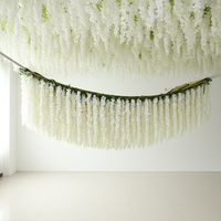 Wisteria artificielle de haute qualité, plante en soie, fleur décorative pour plafond, pour la décoration d'événements de mariage