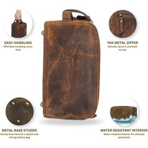 Handcrafted Vintage Buffalo Leather Dopp <b>Kit</b> <b>Men's</b> Toiletry Organizer for <b>Grooming</b> - Product Image 5