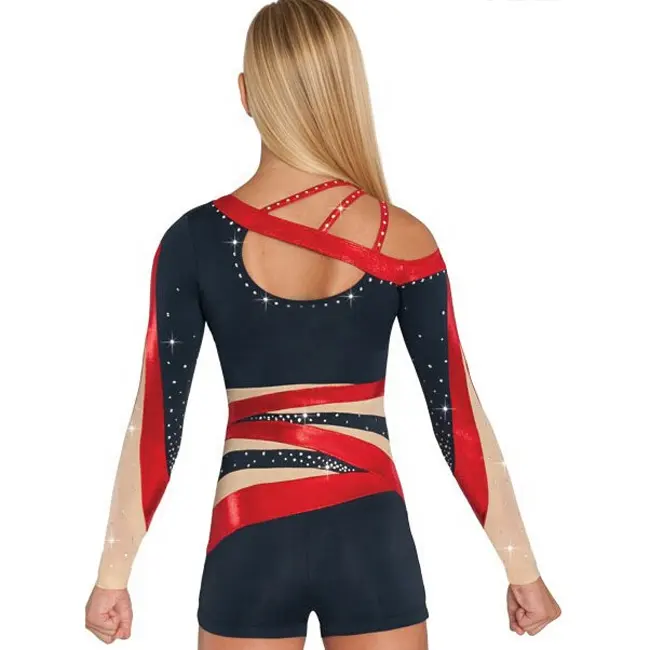 Nuovo Ultimo di Alta Qualità Maniche Lunghe Concorrenza M-etallic Uniformi Cheerleading