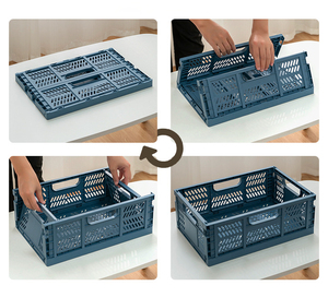 Vente chaude Organiseur de bureau personnalisé Panier de rangement empilable pliable en plastique Caisses pliables - Product Image 5