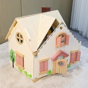 Villa <span class=keywords><strong>château</strong></span> en <span class=keywords><strong>bois</strong></span> à deux étages pour enfants avec fumée, style européen, petite maison en <span class=keywords><strong>bois</strong></span> à construire soi-même avec toit pour enfants - Product Image 4