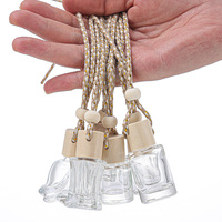 Diffuseurs d'arômes pour voiture en verre, pendentifs parfumés suspendus avec couvercle en bois, décorations de véhicule, contenants d'huile parfumée écologiques et réutilisables