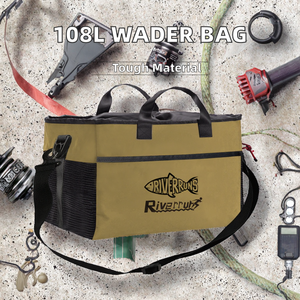 Sac de pêche et de chasse imperméable 108L en nylon 1000D, sac à bottes en maille ventilée, sac à dos de pêche à la mouche pour le camping et la randonnée - Product Image 2