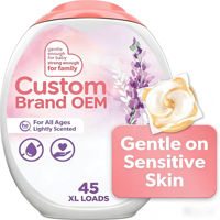 Formula Perawatan Lembut Ramah Kulit untuk Pakaian Bayi Bahan Halus Aroma Lavender Cairan Pembersih Mendalam Pod Cuci Pakaian 0%-5%