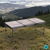 Table pliante portable vintage pour camping en plein air road trips aluminium durable en métal avec panneau de style bois mobilier d'extérieur