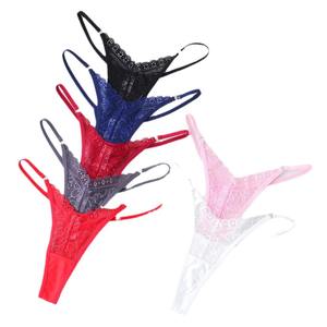 Bragas de encaje sin costuras para <span class=keywords><strong>chicas</strong></span> <span class=keywords><strong>maduras</strong></span>, lencería sexy con ribete de encaje, Tanga de tiro bajo de algodón multicolor - Product Image 1