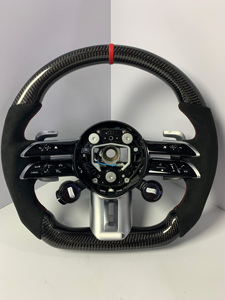 Volant de sport en cuir et fibre de carbone <span class=keywords><strong>Mercedes</strong></span> Gla X156 W205 W206 W176 W212 W204 W213 W219 W222 E63 G63 <span class=keywords><strong>Gt63</strong></span> 3/4 branches - Product Image 1